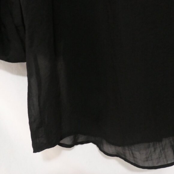 ADDITION ELLE | size 18 | Classic Sheer Black Button-Up Shirt | Roll Tab Sleeves - Picture 13 of 15